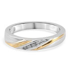 Diamant band Ring 925 Silber Bicolor (Größe 16.00) ca. 0,05 ct