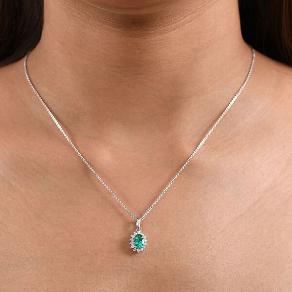 Luxuriant - AAA Lab Grown Kolumbianischer Smaragd, Moissanit Schmuckset ca. 50 cm 925 Silber rhodiniert ca. 0.90 ct image number 3