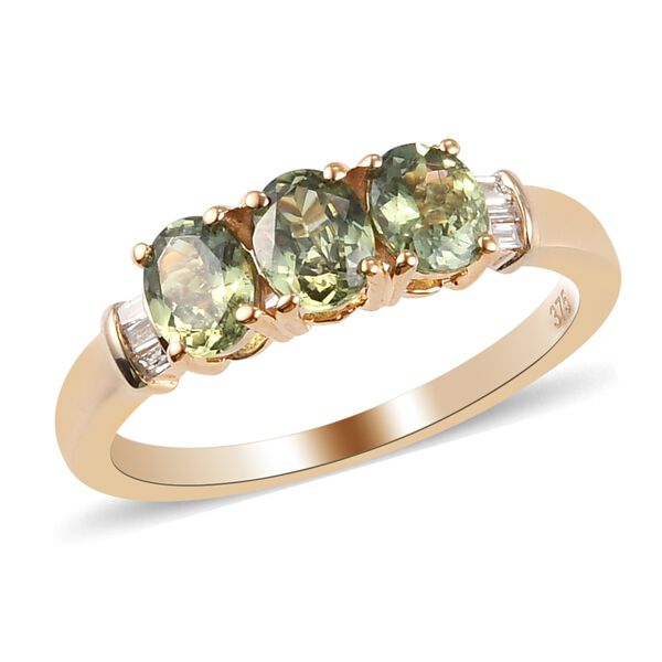 AA Demantoid Granat und Diamant Ring 375 Gelbgold image number 4