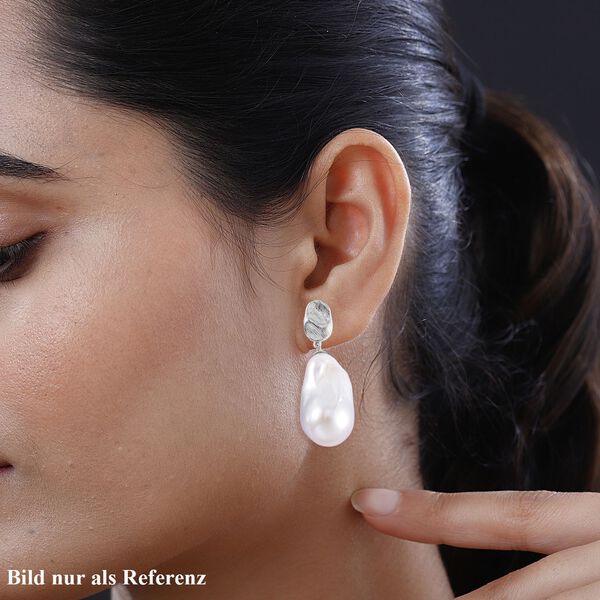 16-18mm weiße Barockperle Perle Ohrhänger image number 3