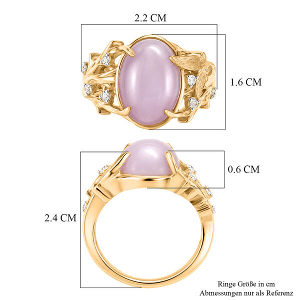 GP - AA Kunzit, Wei&szlig;er Zirkon Ring 925 Silber 750 Gelbgold vermeil (Gr&ouml;&szlig;e 19.00) ca. 6,71 ct image number 7