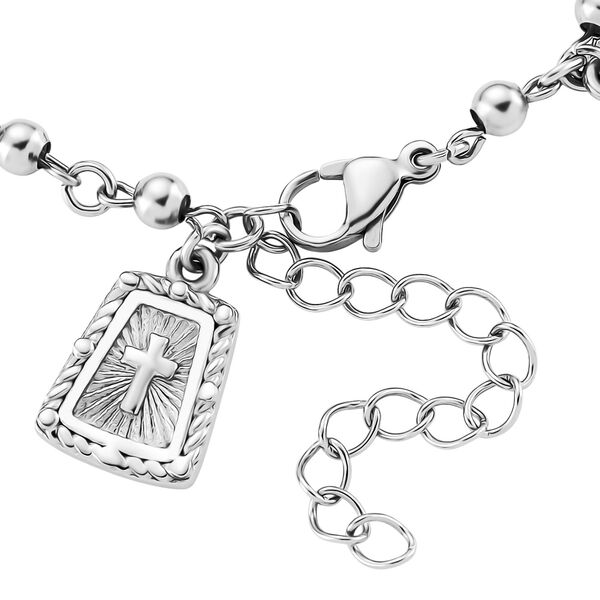 Charm-Armband mit Symbol Anh&auml;ngern, 316L Edelstahl, Silberfarben, ca. 19 cm image number 5