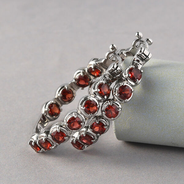 Rote Granat-Creolen, Edelstahl ca. 6,22 ct image number 2