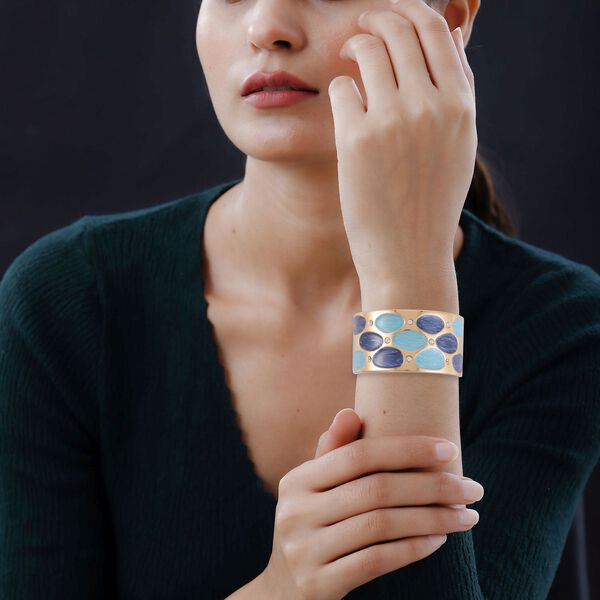 Emailliertes Pebble-Muster-Armreif, Wei&szlig;er Kristall, ca. 18 cm image number 3