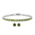 Peridot Zirkonia-Ohrstecker mit Armband, reines Messing ca. 41,00 ct