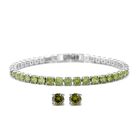 Peridot Zirkonia-Ohrstecker mit Armband, reines Messing ca. 41,00 ct image number 0