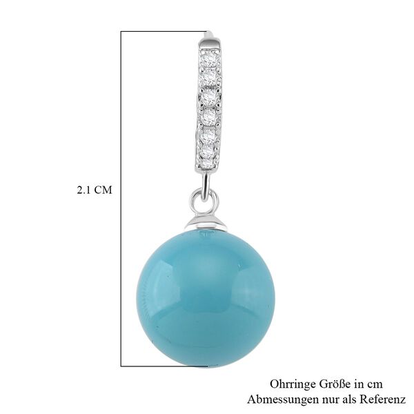 Sleeping Beauty türkisfarbene Muschelkernperle und Zirkonia Ohrringe image number 6