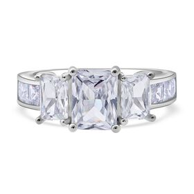 LUSTRO STELLA weißer Zirkonia Ring im Half-Eternity-Design