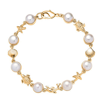 EVER TRUE S&uuml;&szlig;wasser Perle (7.5-8 mm) Armband ca. 19 cm Nickelfreies Messing, Goldfarben