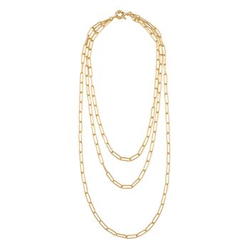 Mehrstr&auml;ngige B&uuml;roklammer 43cm Halskette in Goldton