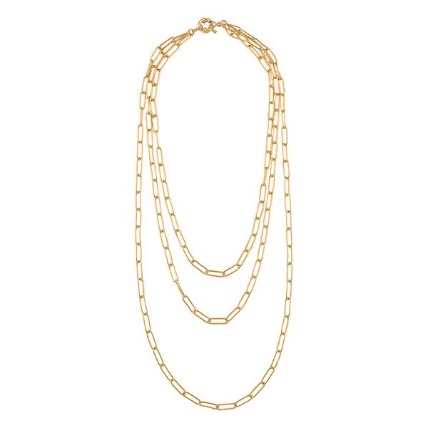 Mehrsträngige Büroklammer 43cm Halskette in Goldton image number 3