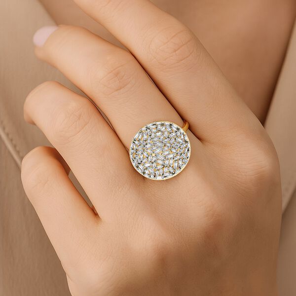 LUXURIANT SI-GH SGL zertifizierter Labor Diamant Ring, 925 Silber 750 Gelbgold Vermeil - 1 ct. image number 2