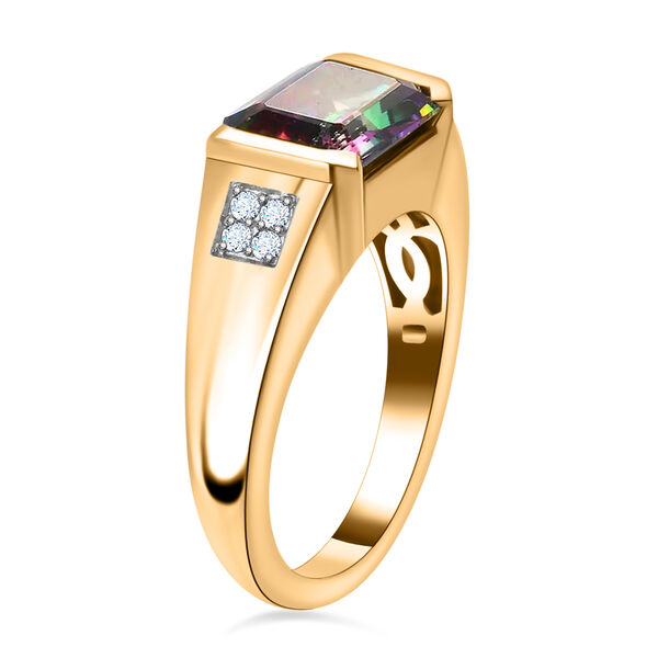 Mystischer Topas und Zirkon Ring 925 Silber 585 Vergoldet image number 5