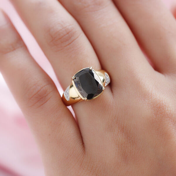 Elite Shungit und Zirkon Ring 925 Silber vergoldet image number 3