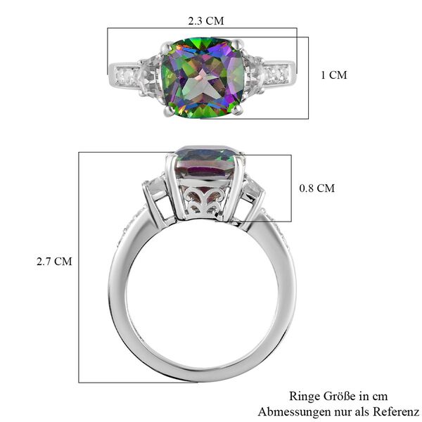 Nordlicht Mystik Topas und wei&szlig;er Topas-Ring, 925 Silber platiniert (Gr&ouml;&szlig;e 17.00) ca. 4.37 ct image number 8