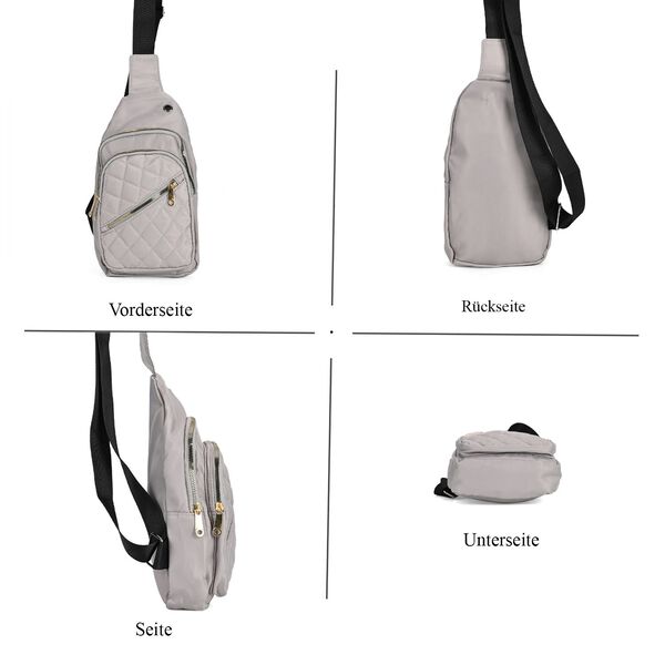 Stepp-Slingtasche mit RFID-Schutz und Kopfhöreröffnung, Größe: 17x7,5x30cm, Hellgrau image number 6