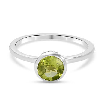 Nat&uuml;rlicher Peridot Ring 925 Silber (Gr&ouml;&szlig;e 16.00) ca. 0,88 ct