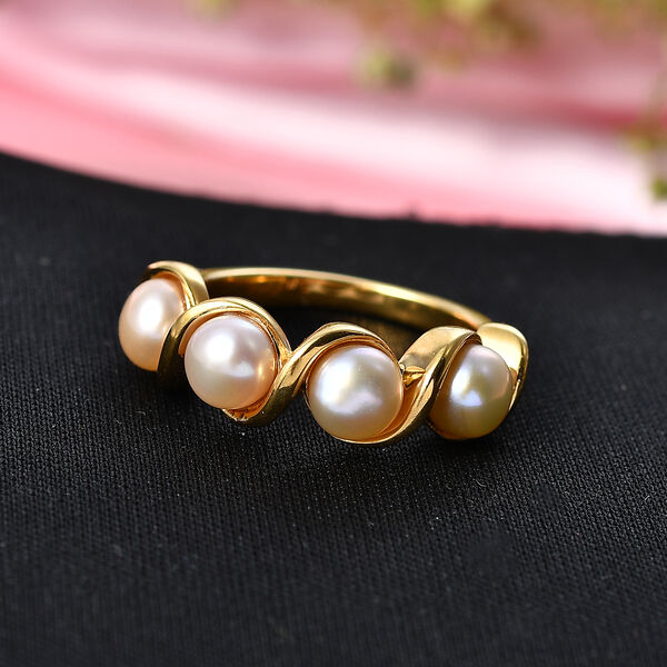 EverTrue Pfirsich S&uuml;&szlig;wasser Perle Ring in Goldton image number 1