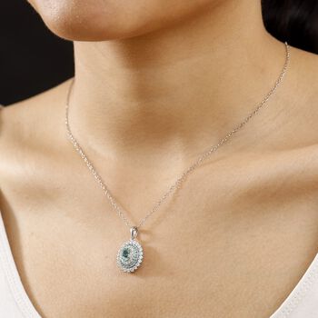 RHAPSODY zertifiziert und gepr&uuml;ft AAAA Paraiba Turmalin und VS-EF Diamant Anh&auml;nger mit 45cm Kette in 950 Platin - 1,98 ct.