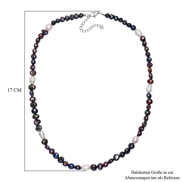 Pfauenfarbene gef&auml;rbte Perle, S&uuml;&szlig;wasser Perle Halskette ca. 45 cm 316L 316 316L Edelstahl image number 5
