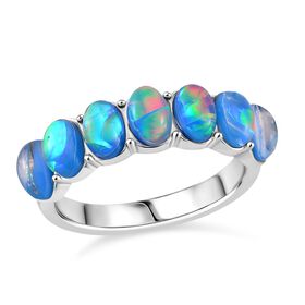 Künstlicher Blauer Opal Ring, Reiner Edelstahl (Größe 17.00) ca. 0,01 ct