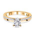 Moissanit Ring, 925 Silber Gelbgold Vermeil (Größe 18.00) ca. 0.96 ct