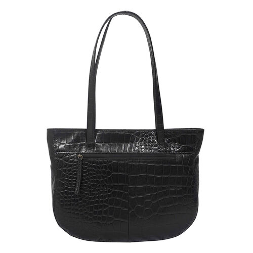 Assots London Julia, krokogeprägt echtes Leder Tote Tashe - Größe: 35x24x6cm, schwarz image number 1