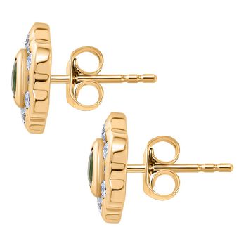 Nat&uuml;rlicher Chromdiopsid, Moissanit Ohrringe 925 Silber vergoldet ca. 1.08 ct