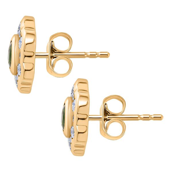 Nat&uuml;rlicher Chromdiopsid, Moissanit Ohrringe 925 Silber vergoldet ca. 1.08 ct image number 4