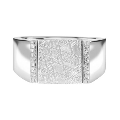 Meteorit Ring, 925 Silber rhodiniert, (Gr&ouml;&szlig;e 19.00) ca. 5.00 ct