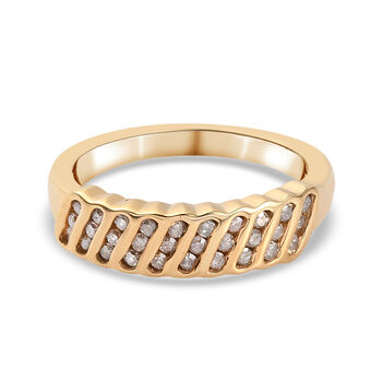 Diamant-Ring, 925 Silber Gelbgold Vermeil (Gr&ouml;&szlig;e 16.00) ca. 0,33 ct