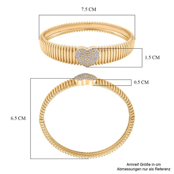 Weißer Zirkonia Armreif ca. 19 cm Nickelfreies Messing, goldfarben image number 6