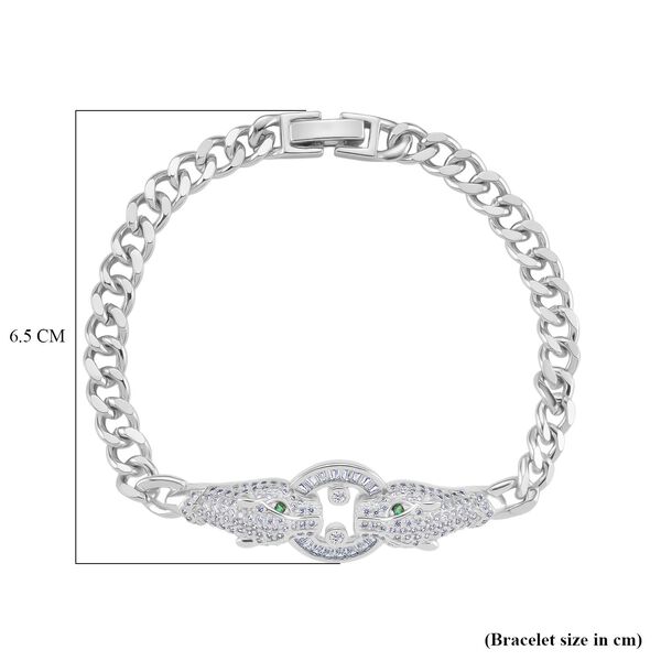 Wei&szlig;es Zirkonia und gr&uuml;nes Nanokristall 18,5cm Armband in Silberton image number 6