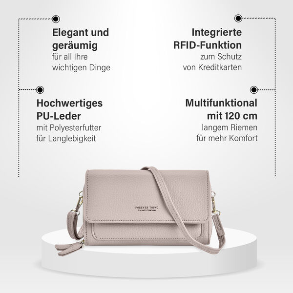 Crossbody-Tasche mit RFID-Schutz, Grau image number 3
