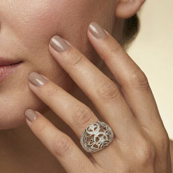 Wei&szlig;er Zirkonia Ring Nickelfreies Messing (Gr&ouml;&szlig;e 21.25)