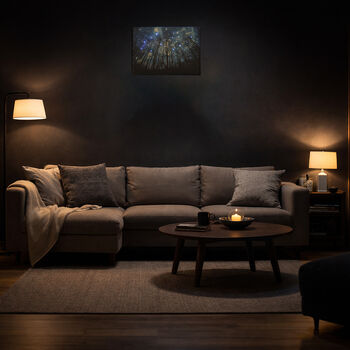 LIVMORE Wald Motiv LED Wandbild mit Glasfaser Lichteffekt 30 x 40 cm