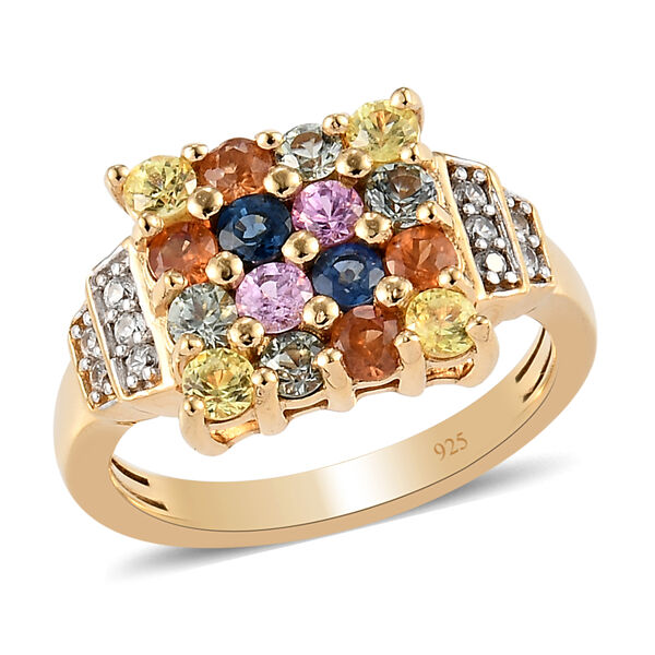 Mehrfarbig Saphir und Zirkon Ring 925 Silber vergoldet  ca. 1,54 ct image number 4