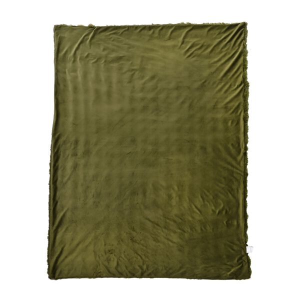 Serenity Night: Superweiche doppellagige Decke, luxuri&ouml;ses Kunstfell mit Mikropl&uuml;schfutter, 150 x 200 cm, Olivfarben image number 9