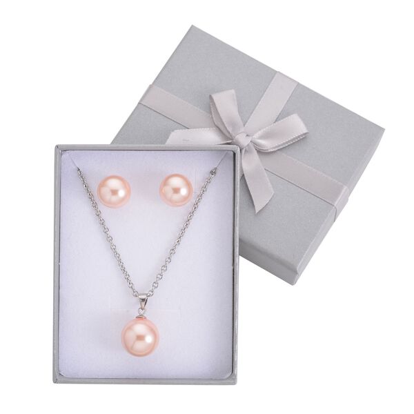 Rosa Muschelkernperlen-Anh&auml;nger und Ohrringe, 925 Silber rhodiniert und Edelstahl image number 7