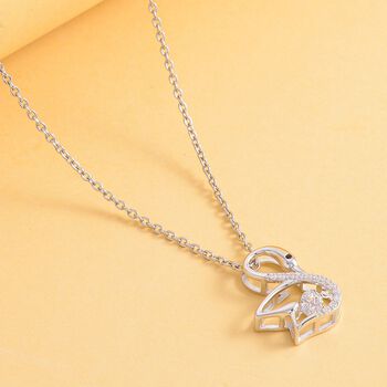 Wei&szlig;er Zirkonia-Anh&auml;nger mit Edelstahl-Kette, 925 Silber rhodiniert ca. 0.60 ct