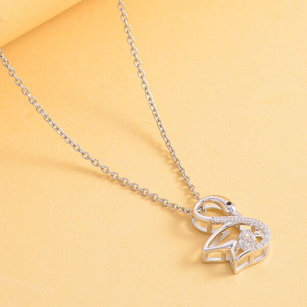 Wei&szlig;er Zirkonia-Anh&auml;nger mit Edelstahl-Kette, 925 Silber rhodiniert ca. 0.60 ct image number 3