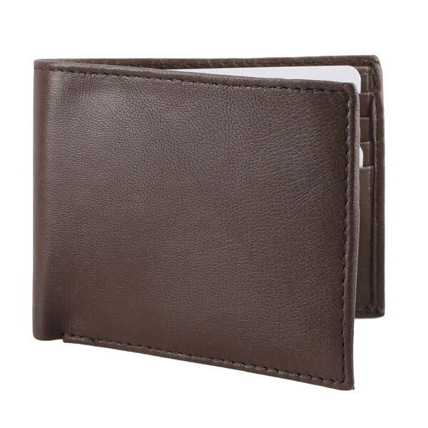 Klassische Bifold Geldbörse, 100% echtes Leder, RFID geschützt, braun image number 4