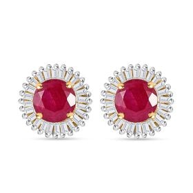 AAA Montepuez-Rubin und Diamant Ohrringe in 375 Gold - 1,60 ct.