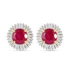 AAA Montepuez-Rubin, Weißer Diamant I2-I3 Ohrringe 375 Gold ca. 1.60 ct