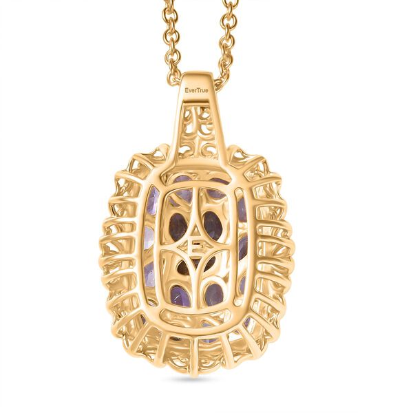 Tansanit Schmuckset ca. 50 cm Nickelfreies Messing platiniert und vergoldet und 316L Edelstahl platiniert ca. 3.32 ct image number 5