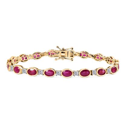 K&ouml;niglicher Glamour- D'Joy Afrikanischer Rubin (Fissure gef&uuml;llt), Moissanit Armband ca. 19 cm 925 Silber Rhodiniert und 750 Gelbgold Vermeil ca. 13.41 ct