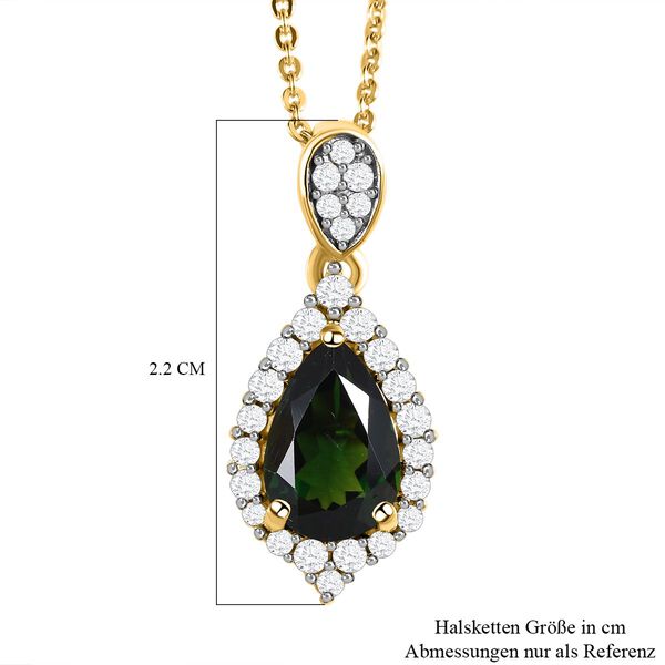 Natürlicher Chrom Turmalin und weißer Zirkon-Anhänger mit Kette - 1,60 ct. image number 7