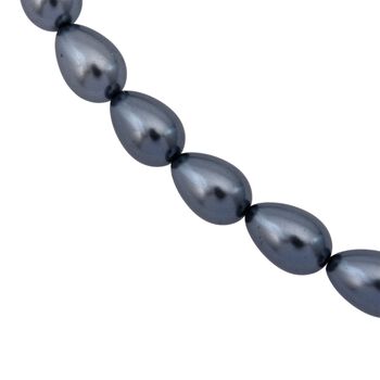 Schwarze-Blaue Muschelkernperle Halskette ca. 45 cm,, 925 Silber