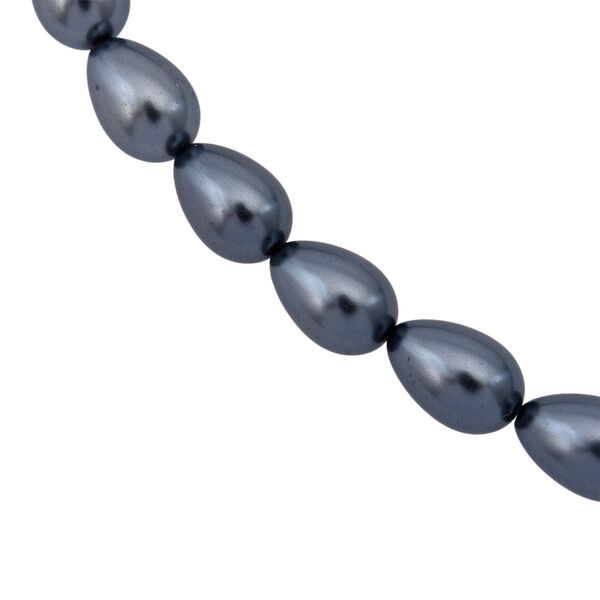 Schwarze-Blaue Muschelkernperle Halskette ca. 45 cm,, 925 Silber image number 3