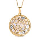 D'Joy AAA Regenbogen Mondstein Anh&auml;nger mit Kette ca. 50 cm 925 Silber 750 Gelbgold Vermeil und 925 Silber Rhodiniert (10-15 Werktage Lieferzeit) ca. 4.30 ct